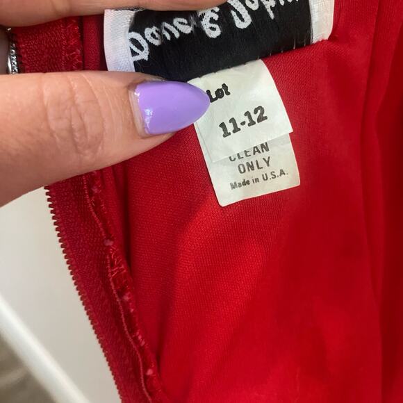 Vintage Dave & Johnny Red Lace Evening Dress Formal Cocktail Prom Gown Sz 11/12 - Picture 9 of 10